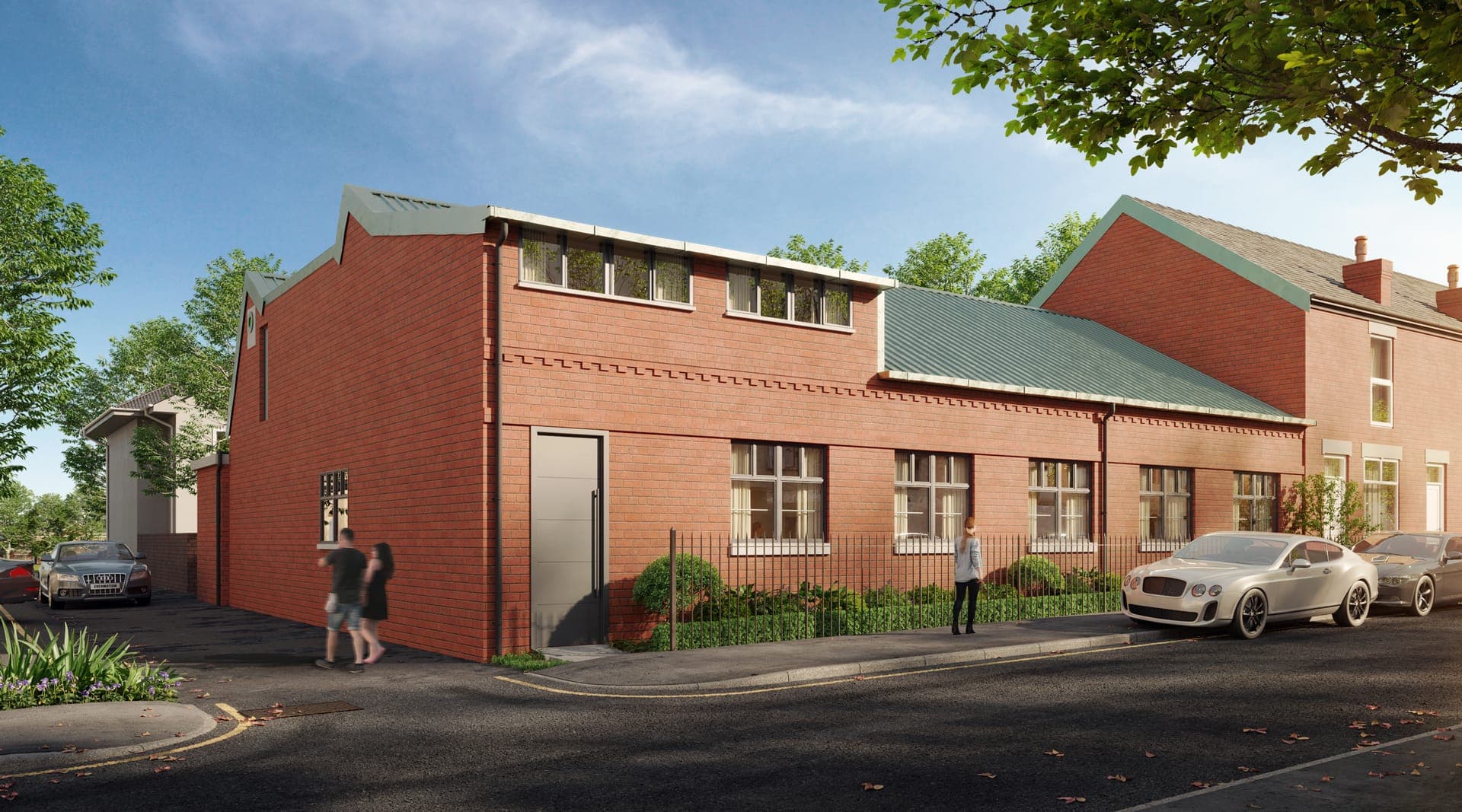 The Old Print Works: the red-brick building on its corner