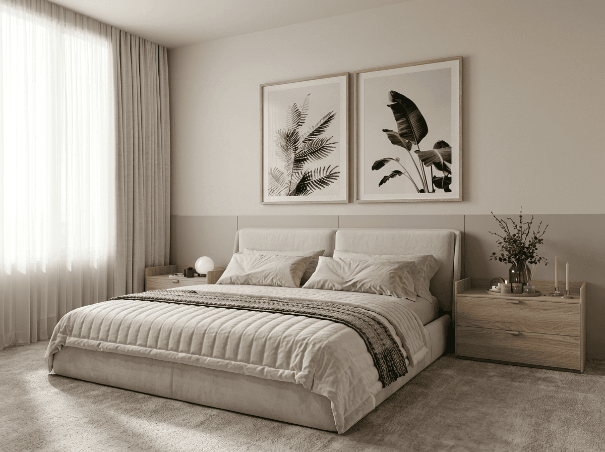 Bedroom with serene styling