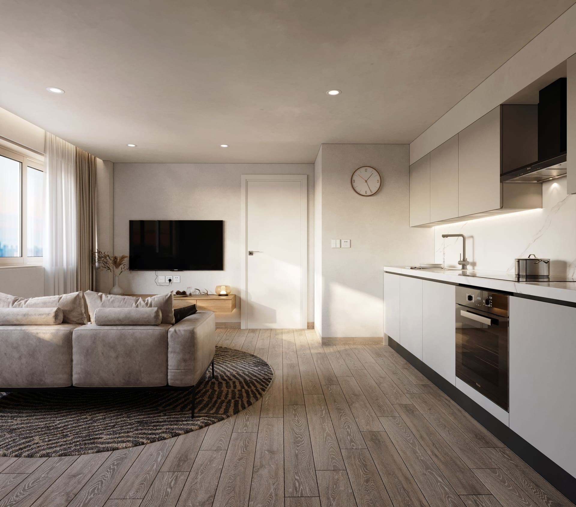Open-plan living and kitchen