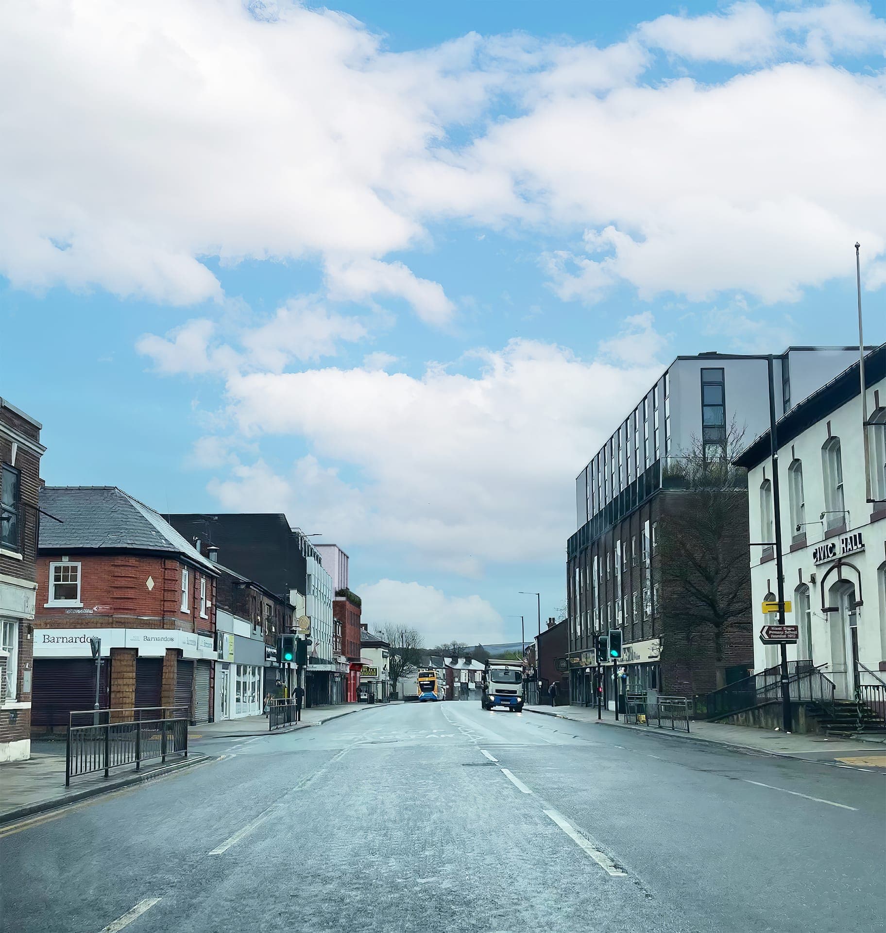 The scheme in its London Road streetscape