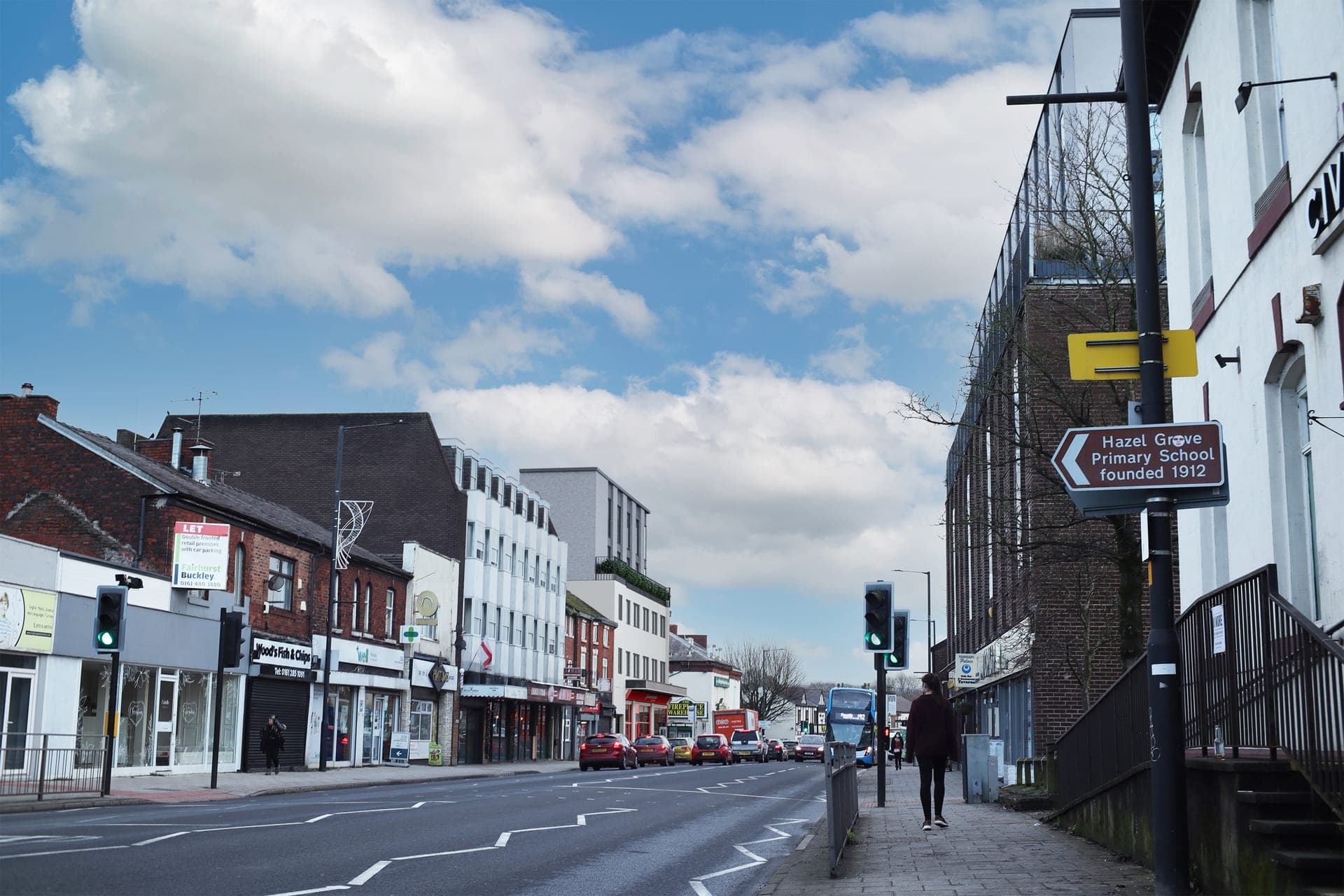 Looking down London Road towards the scheme