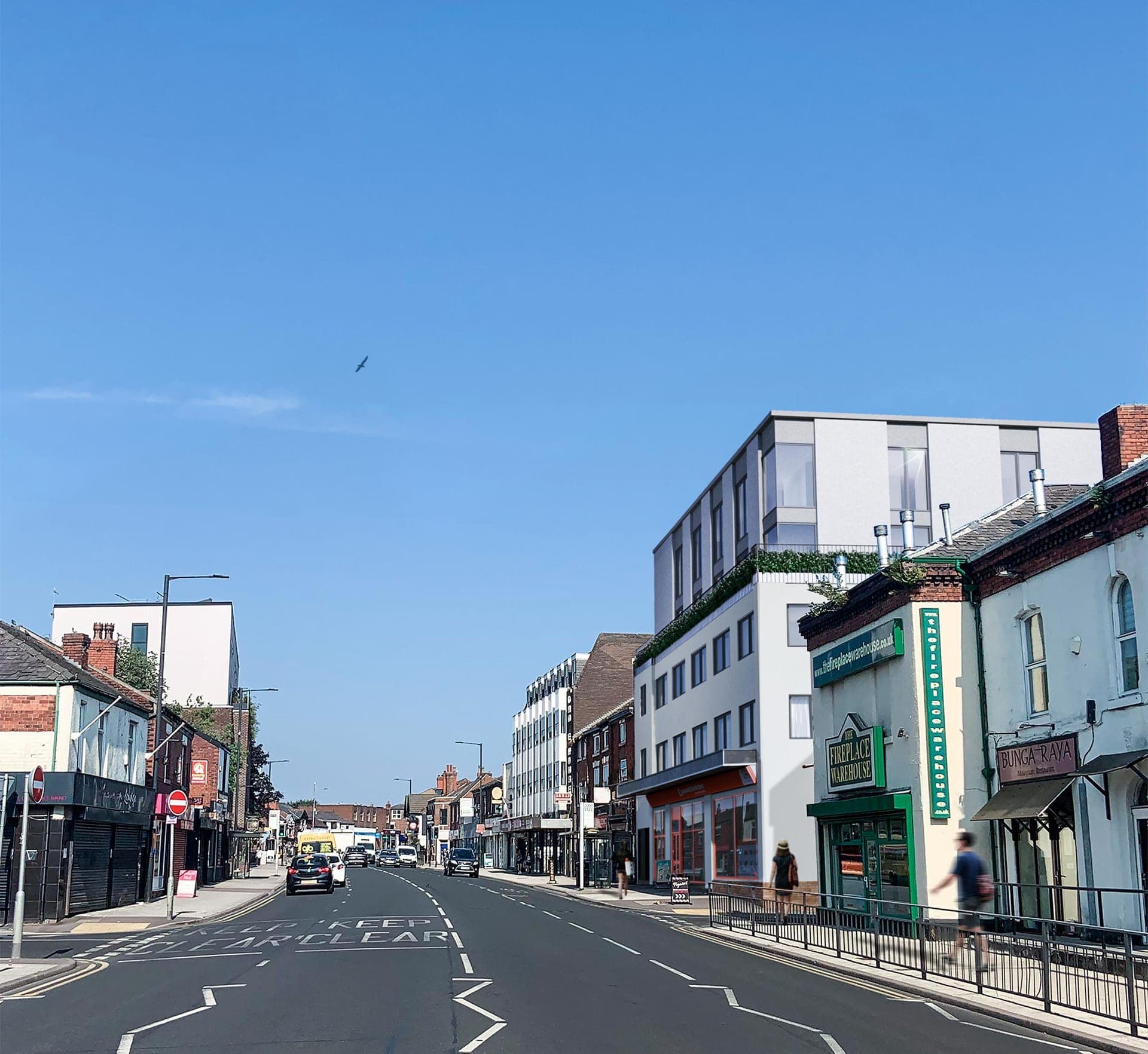 The rooftop storey above the Hazel Grove shopping parade