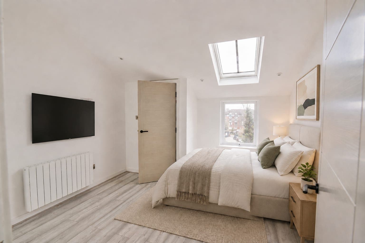 Bedroom beneath the rooflight