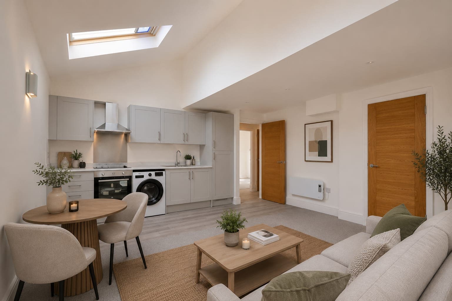 Open-plan kitchen, dining and living space