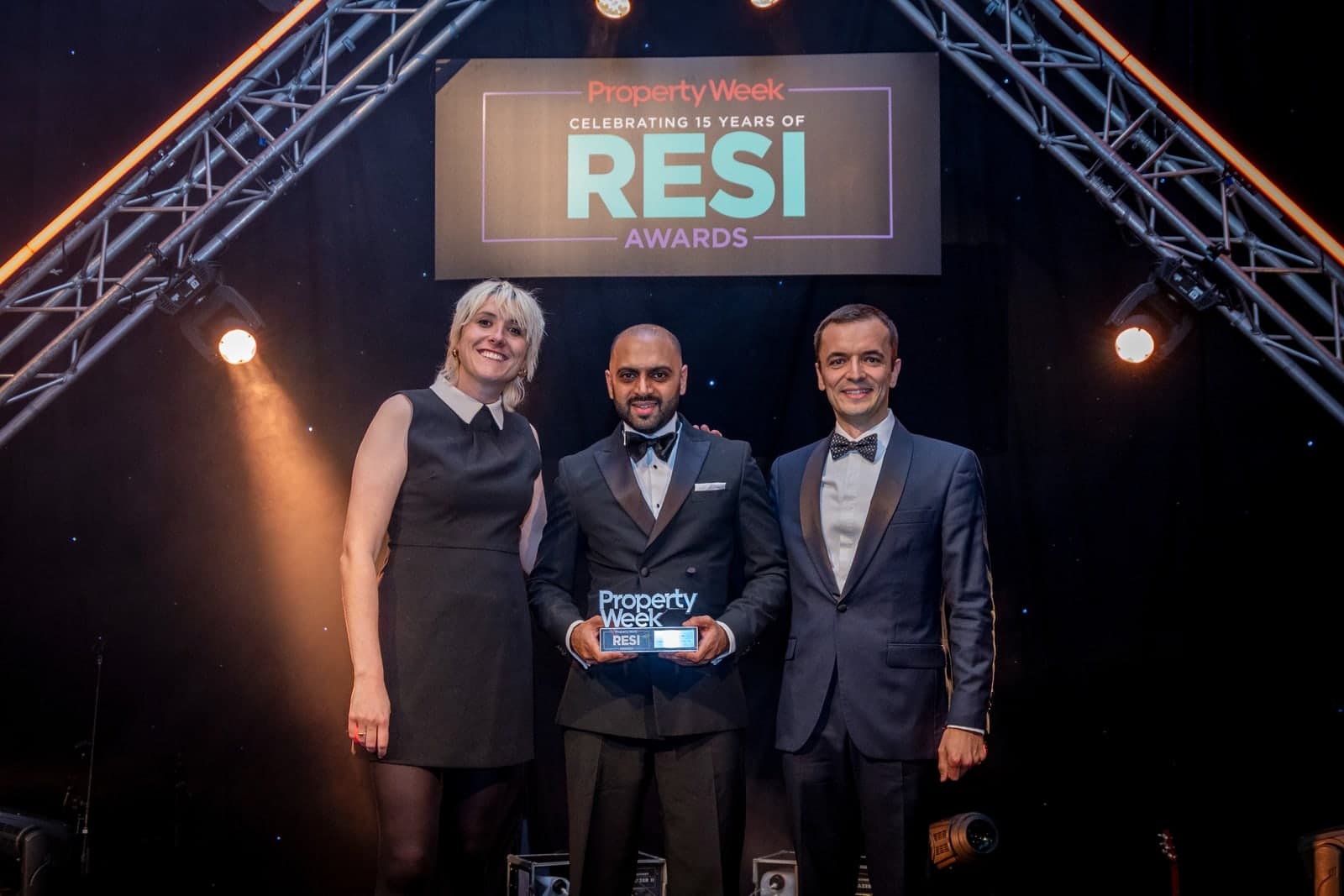 Shaunak Rauniar receiving Rising Star of the Year at the Property Week RESI Awards 2025